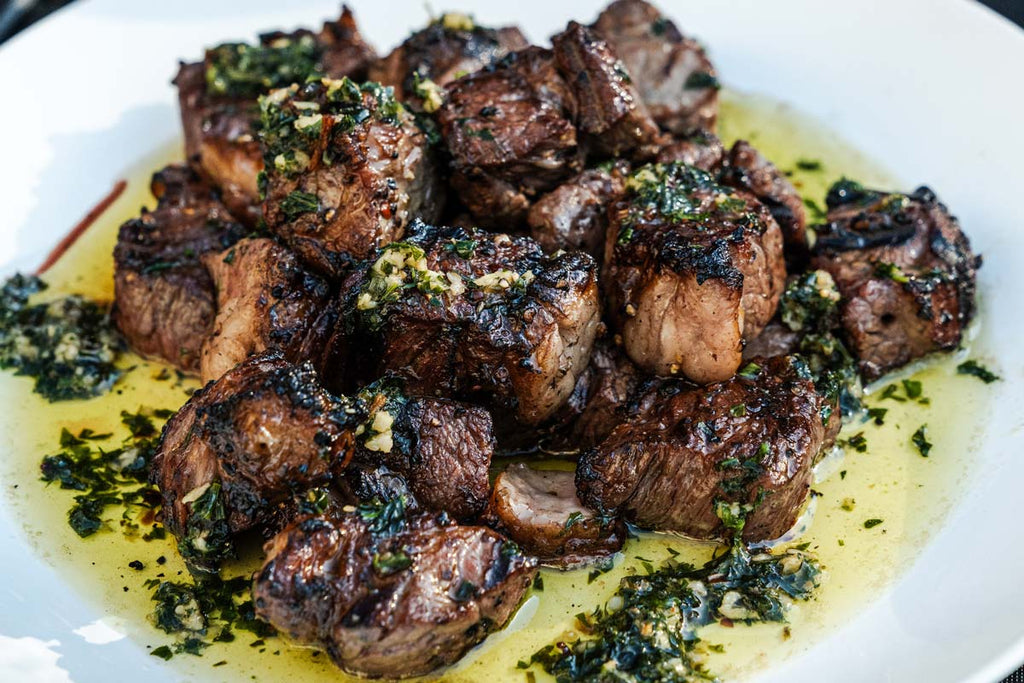 Grilled Steak Bites with Garlic Herb Butter