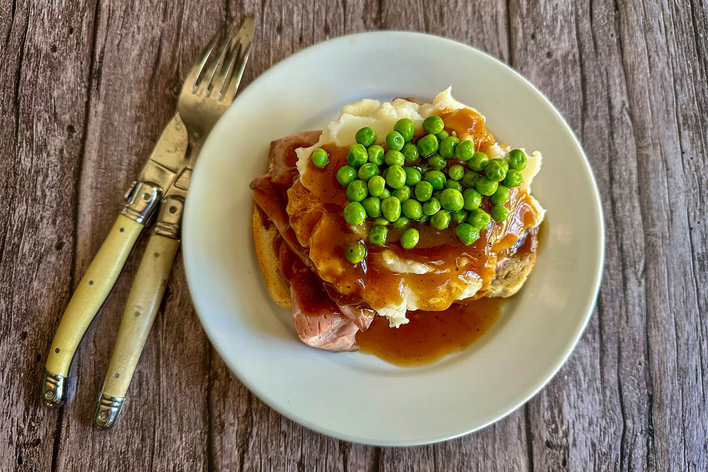 Open-Faced Roast Beef Sandwich with Big Sunday Brown Gravy