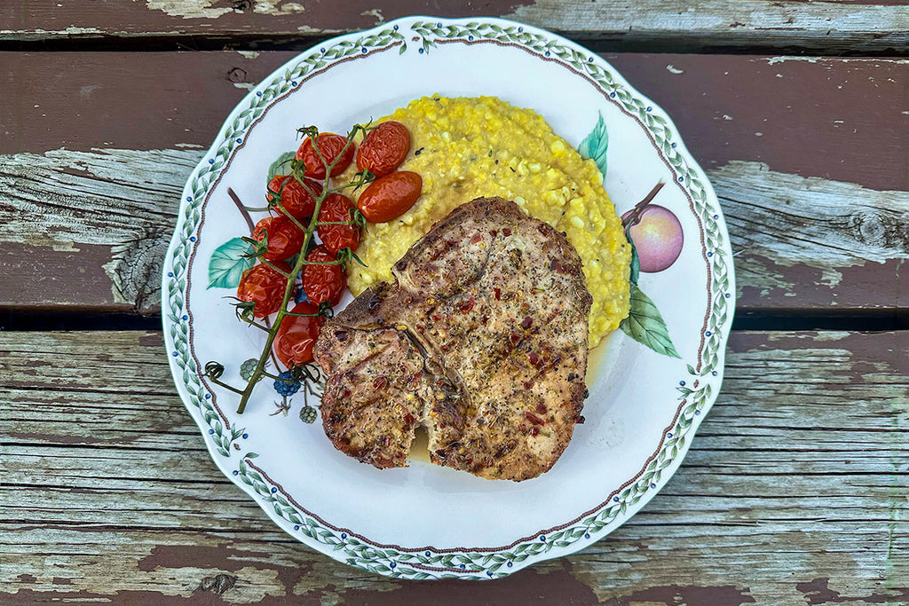 Smoky Italian Chops & Fresh Corn Polenta