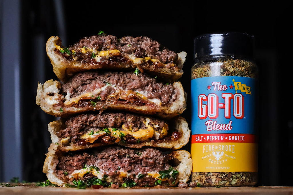 Stuffed Cheeseburger Buns with Bacon Jam