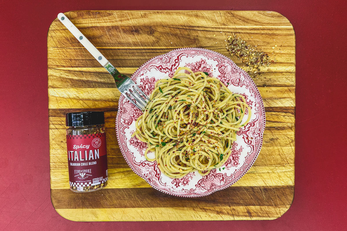 Pasta Aglio e Olio Recipe with Spicy Italian Seasoning