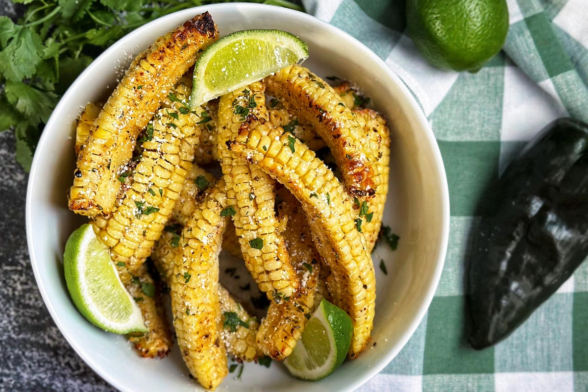 Air Fried Charred Chile & Lime Corn Ribs Recipe | Fire & Smoke