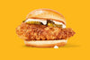 crispy chicken sandwich with pickles and mayonnaise