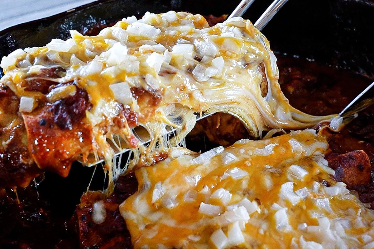 Cheese Enchiladas with Chili Gravy Fire & Smoke Society