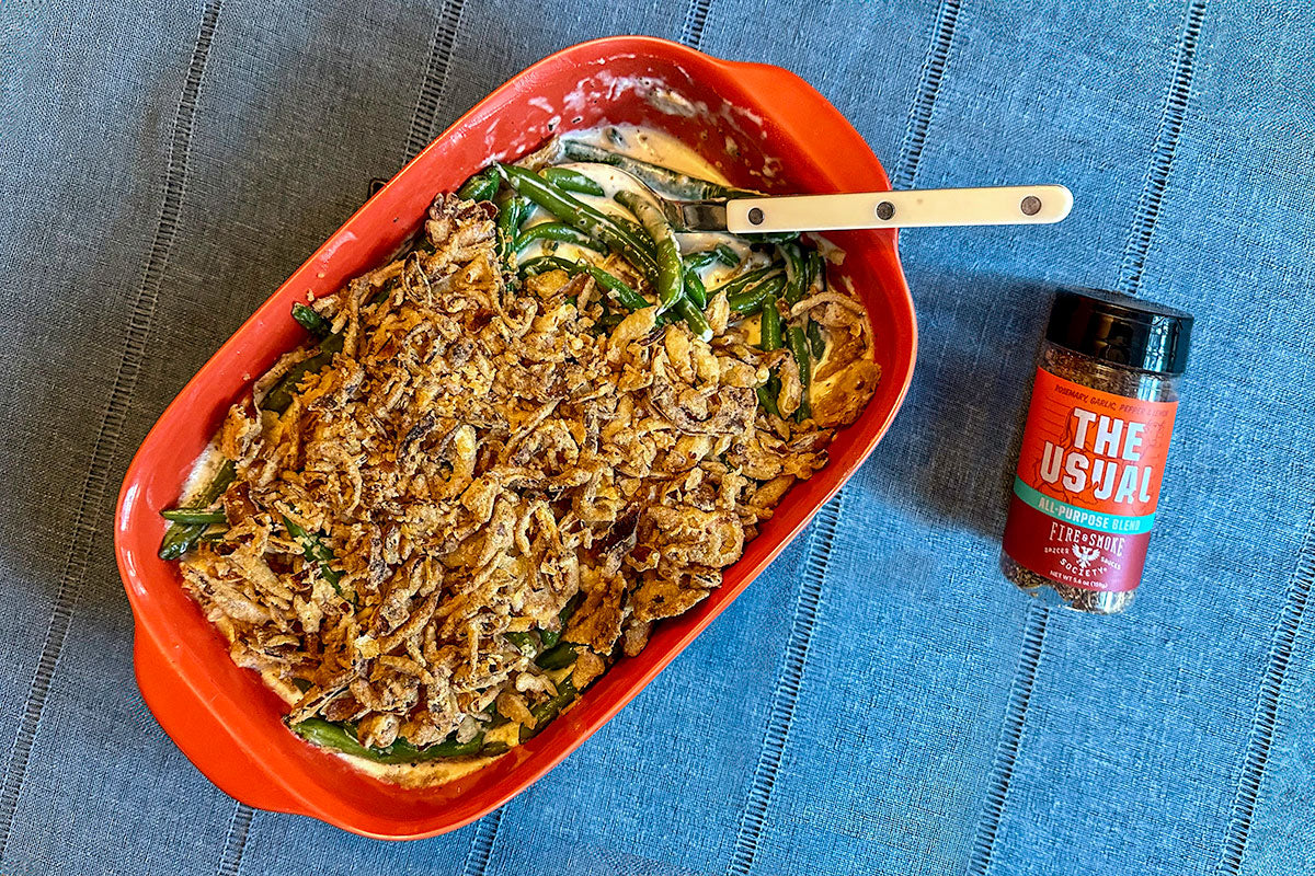 Cheesy Green Bean Casserole Recipe with The Usual Seasoning