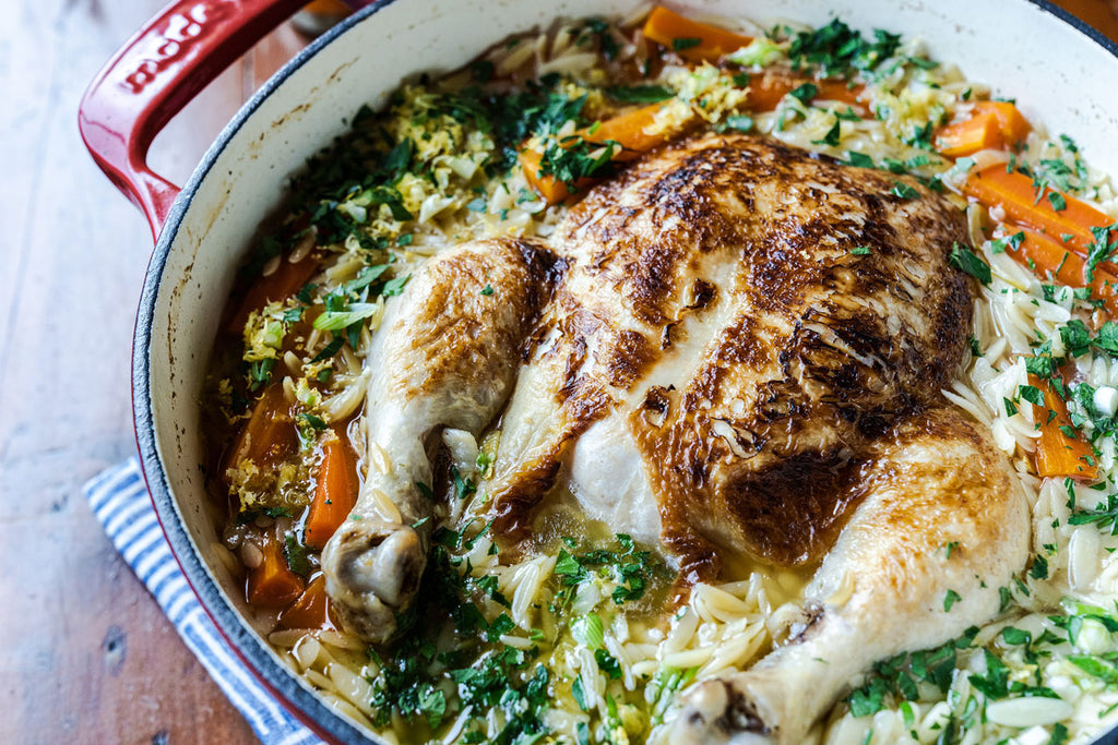 Chicken in a Pot with Lemon & Orzo
