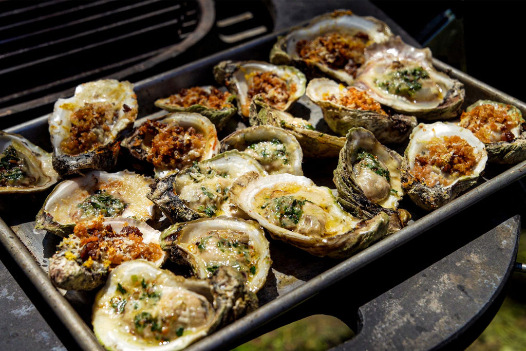 Grilled Oysters with Fish Monger Butter and Parmesan