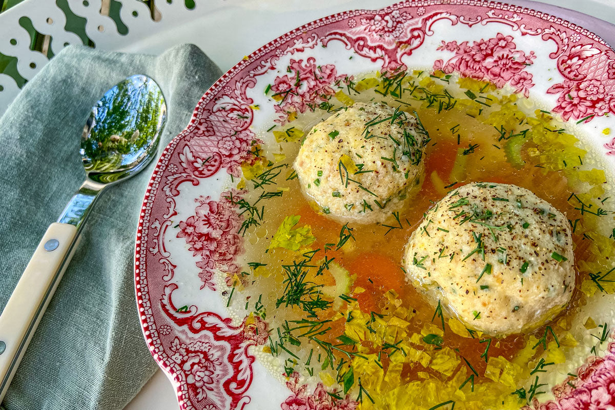 Matzo Ball Soup with Onion Butter & Dill