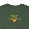 Back of shirt that says Official Taste Tester