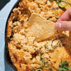 White Chicken Dip in a cast iron skillet 