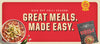 A promotional graphic for a chili seasoning product. The design features a bold red background with the text 'KICK OFF CHILI SEASON! GREAT MEALS.