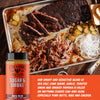 tray of bbq ribs and pulled pork with pickles and white onions
