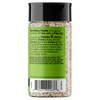 Back view of a Charred Chile and Lime seasoning bottle showing the nutrition facts label, barcode, and ingredients