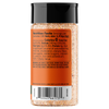 Back view of a bottle of Roasted Garlic seasoning, showing the orange nutrition facts label and barcode against a white background.