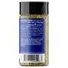 back of a bottle of The Greek spice mix with a black cap and a blue nutrition facts label