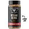Large Jar of 'Steak King' chophouse blend seasoning from Fire & Smoke Society on a white background