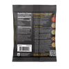 Back of a Fire and Smoke Society street corn seasoning packet, showing nutrition facts, ingredients, directions, and a shopping list on a black background.