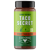 A bottle of Tommy Taylor's Taco Secret Street Taco Blend seasoning by Fire & Smoke Society, featuring a green and orange label with a black cap