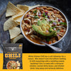 White chicken chili with tortilla chips and Fire & Smoke White Chicken Chili seasoning mix packaging.